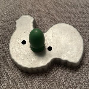 Vintage Aluminum Rooster Farmhouse Cookie Cutter with Green Wood Handle
